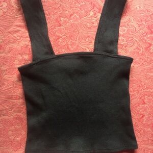 Black Crop Top Square Neckline